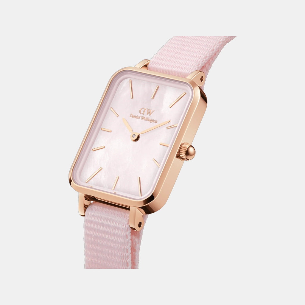 Quadro Women Quartz Mother of Pearl Pink Dial Analog Stainless Steel Watch DW00100509