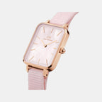 Quadro Women Quartz Mother of Pearl Pink Dial Analog Stainless Steel Watch DW00100509