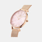 Petite Women Quartz Mother of Pearl Pink Dial Analog Stainless Steel Watch DW00100513