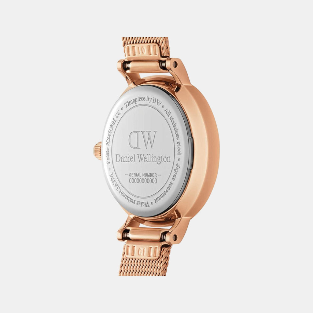 Petite Women Quartz Mother of Pearl Pink Dial Analog Stainless Steel Watch DW00100513