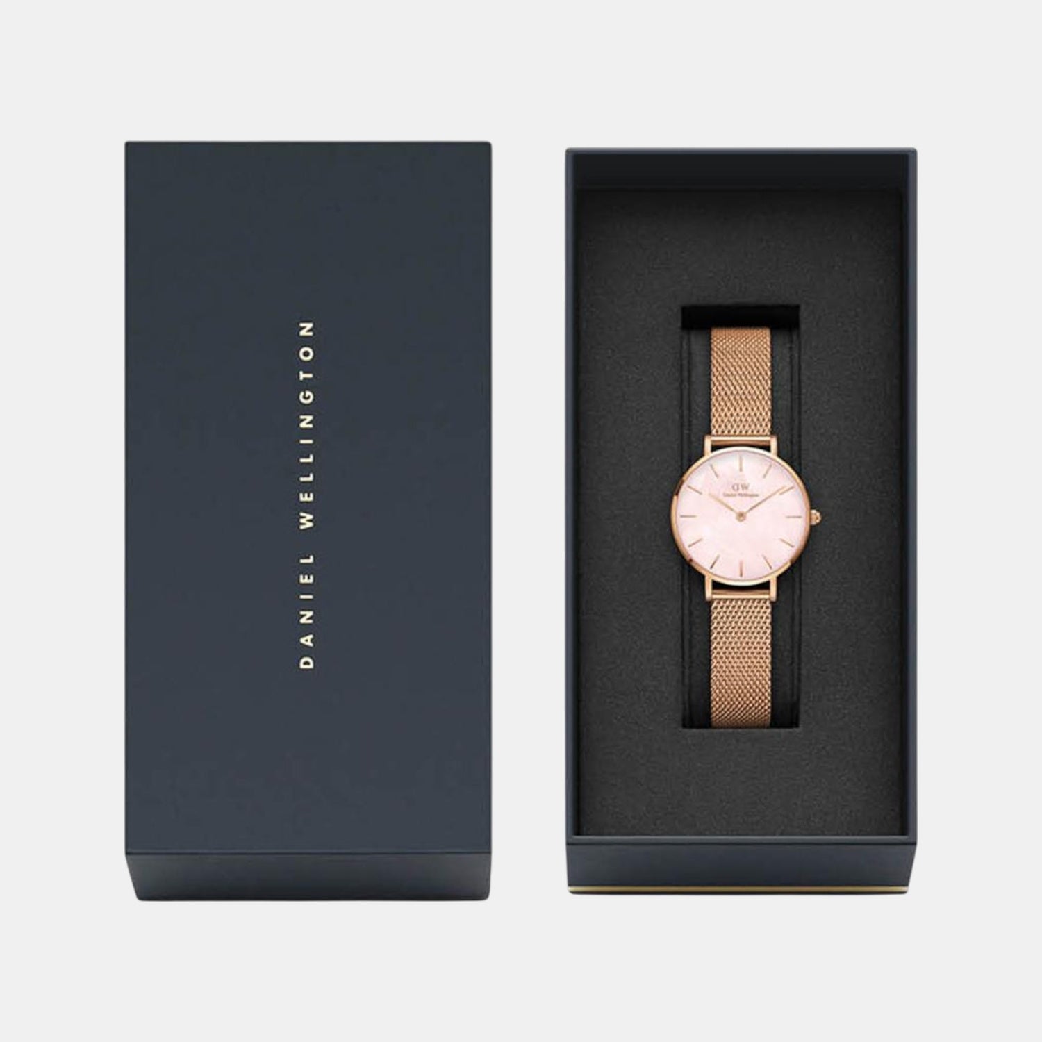 Petite Women Quartz Mother of Pearl Pink Dial Analog Stainless Steel Watch DW00100513