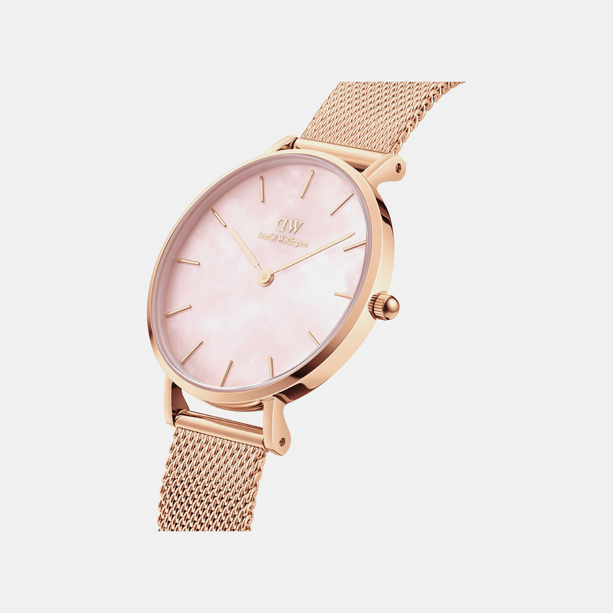 Petite Women Quartz Mother Of Pearl Dial Analog Mesh Watch DW00100513K