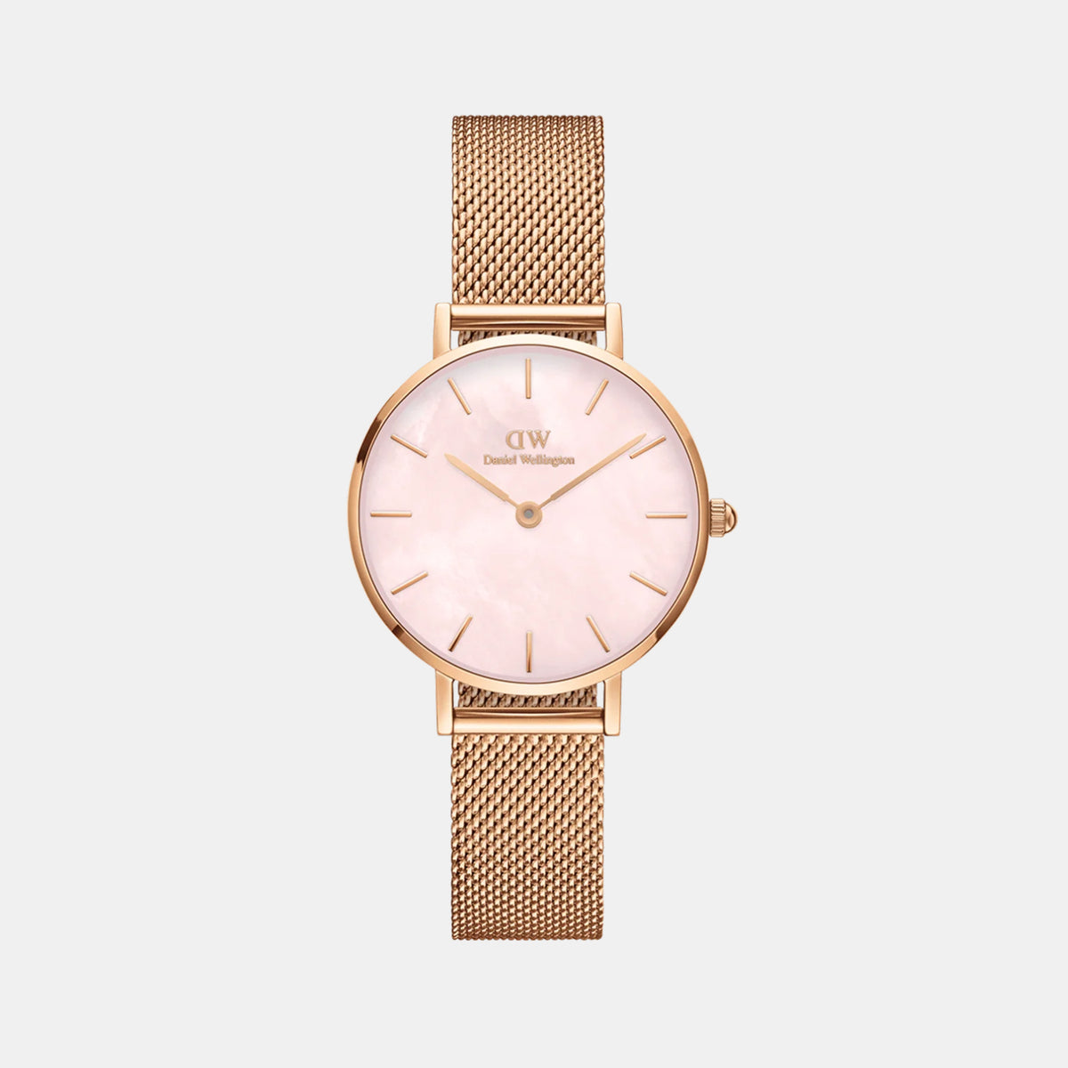 Petite Women Quartz Mother Of Pearl Dial Analog Mesh Watch DW00100513K