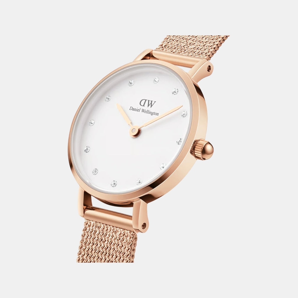 Petite Women Quartz White Dial Analog Stainless Steel Watch DW00100528