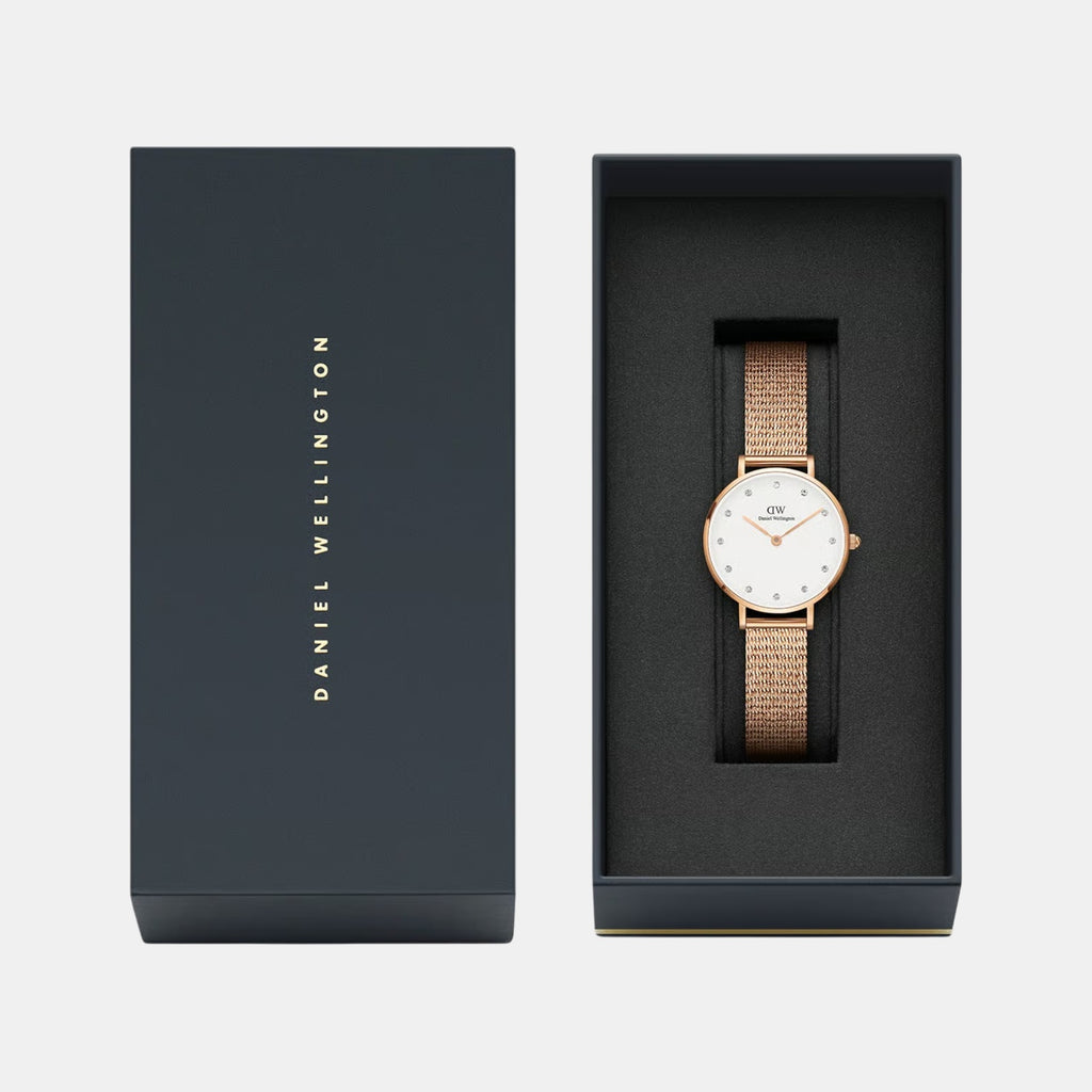 Petite Women Quartz White Dial Analog Stainless Steel Watch DW00100528