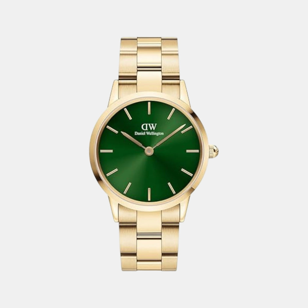 Iconic Women Quartz Green Dial Analog Stainless Steel Watch DW00100553