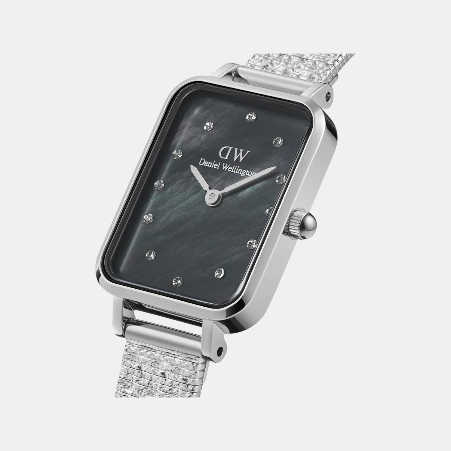 Quadro Women Quartz Mother of Pearl Black Dial Analog Stainless Steel Watch DW00100581