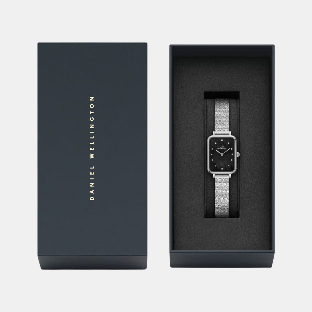 Quadro Women Quartz Mother of Pearl Black Dial Analog Stainless Steel Watch DW00100581