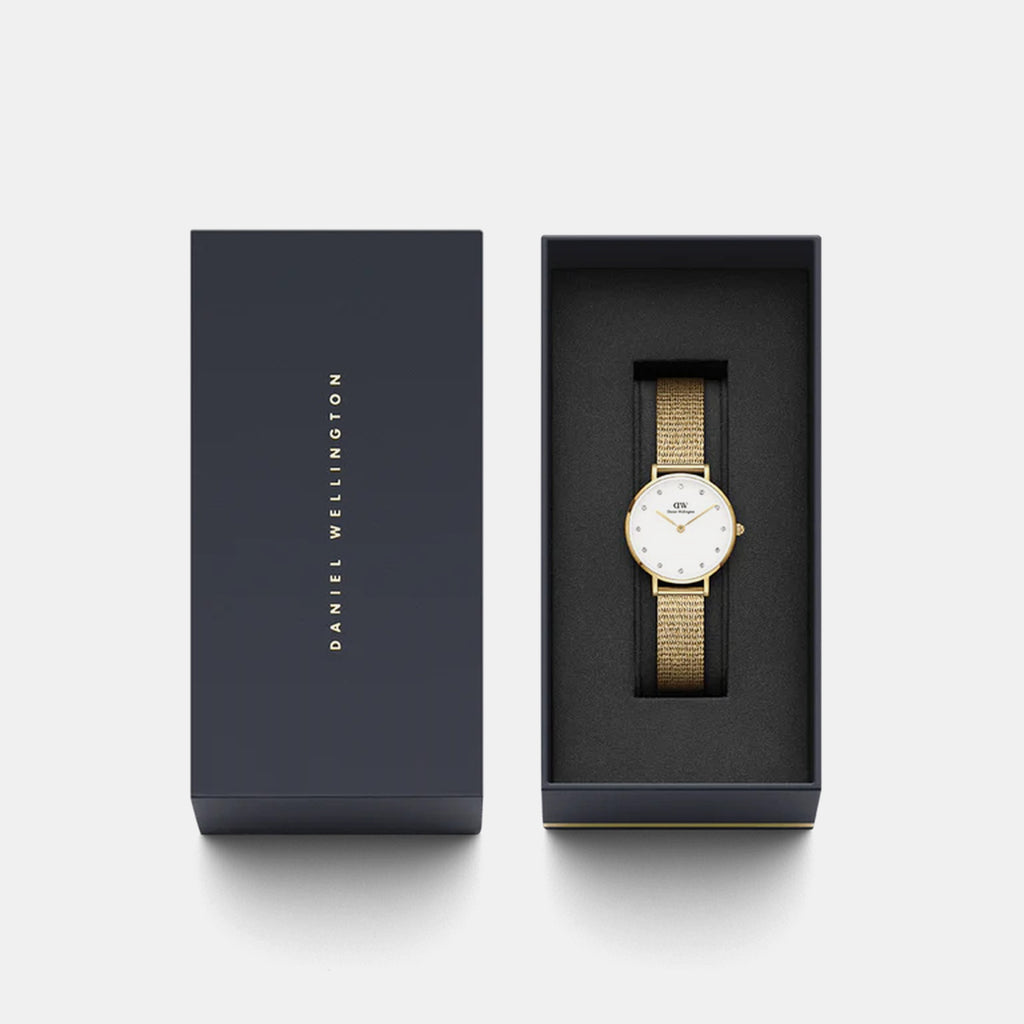 Petite Women Quartz White Dial Analog Mesh Watch DW00100604K
