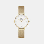 Petite Women Quartz White Dial Analog Mesh Watch DW00100604K