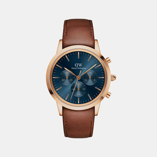 Iconic Male Blue Analog Leather Watch DW00100639K