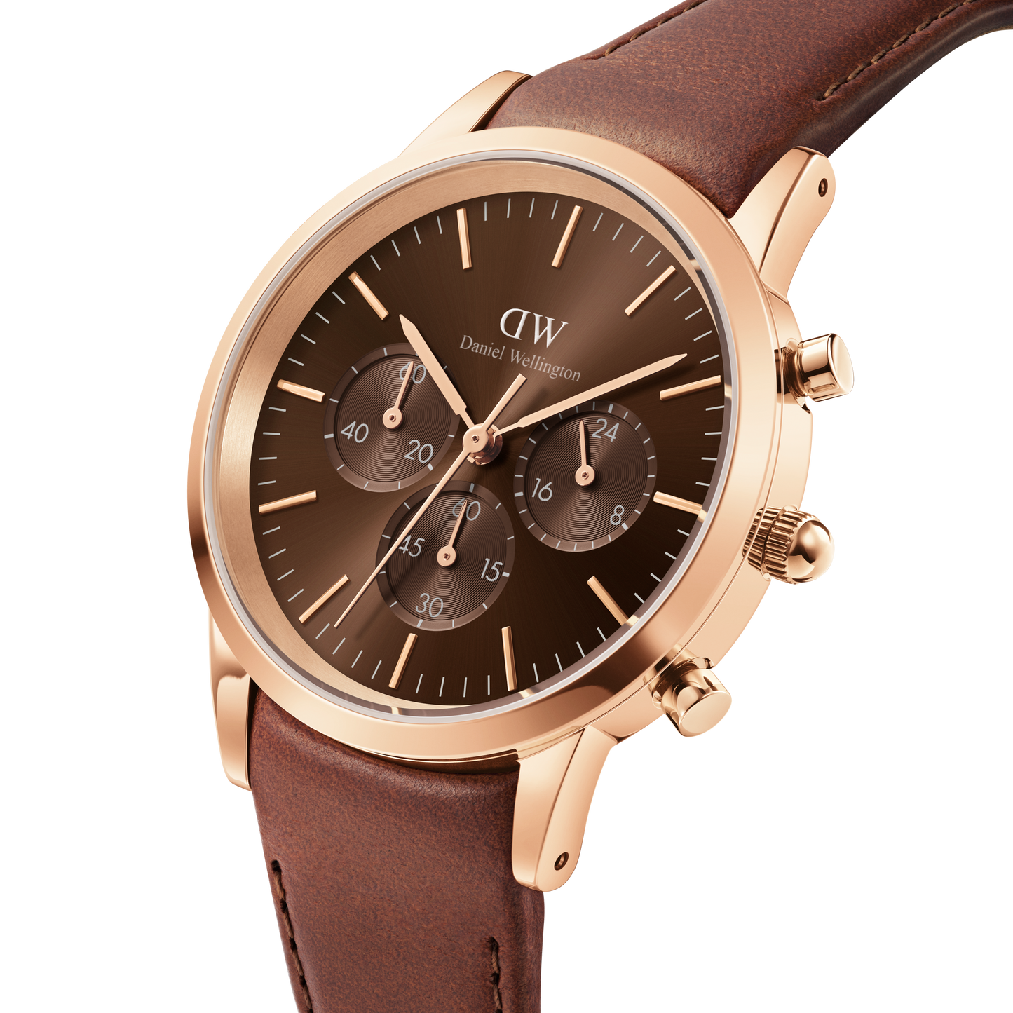 Iconic Men's Brown Analog Leather Watch DW00100640K