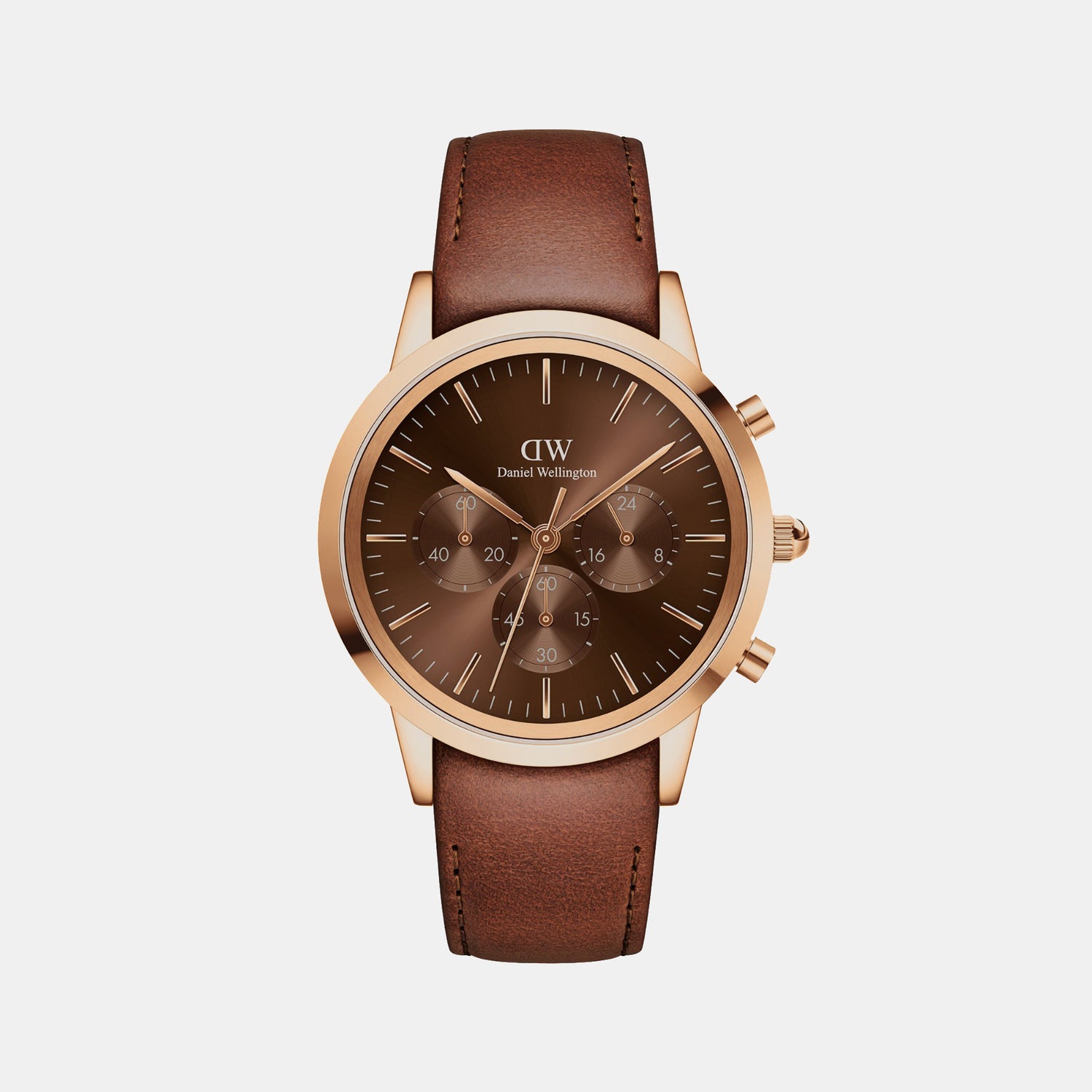 Iconic Men's Brown Analog Leather Watch DW00100640K