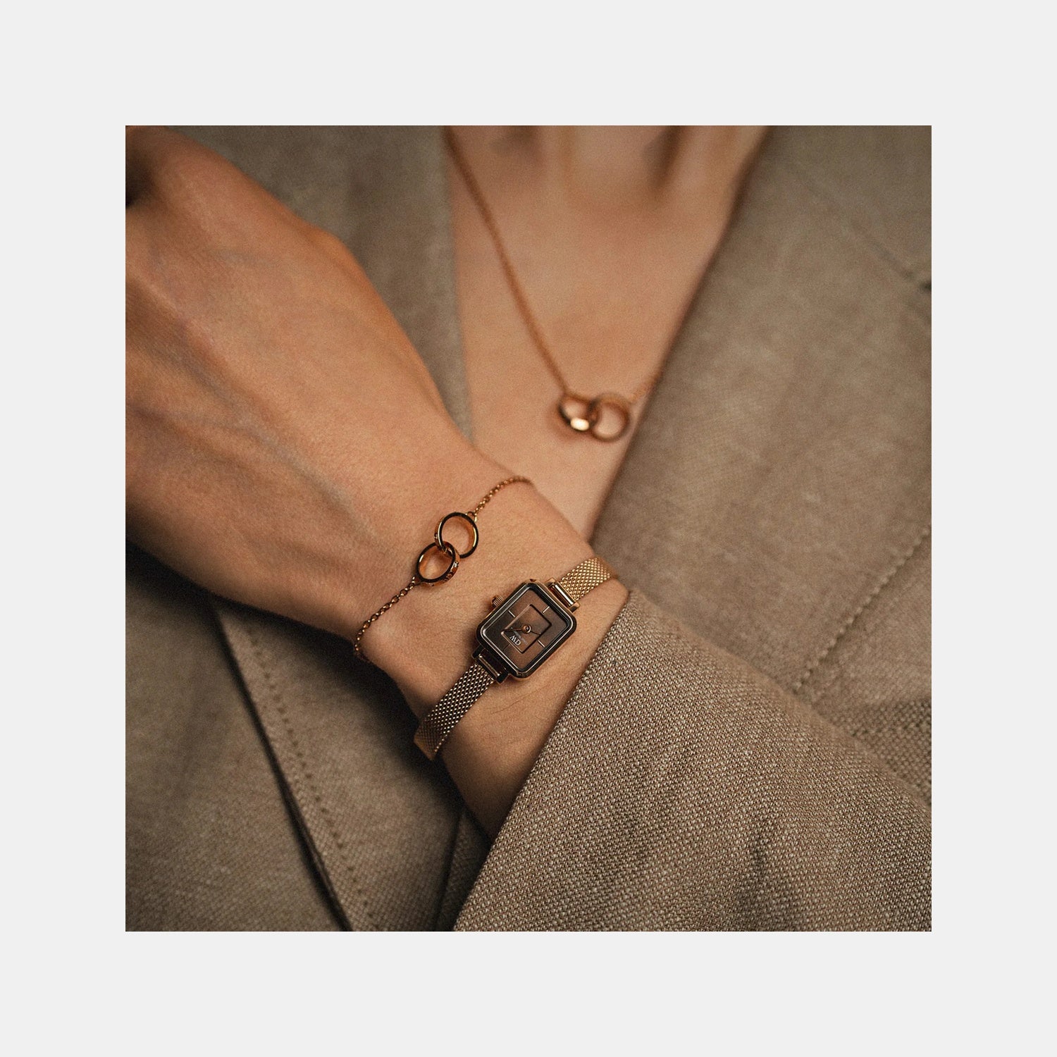 Quadro Women Quartz Brown Dial Analog Stainless Steel Watch DW00100649K