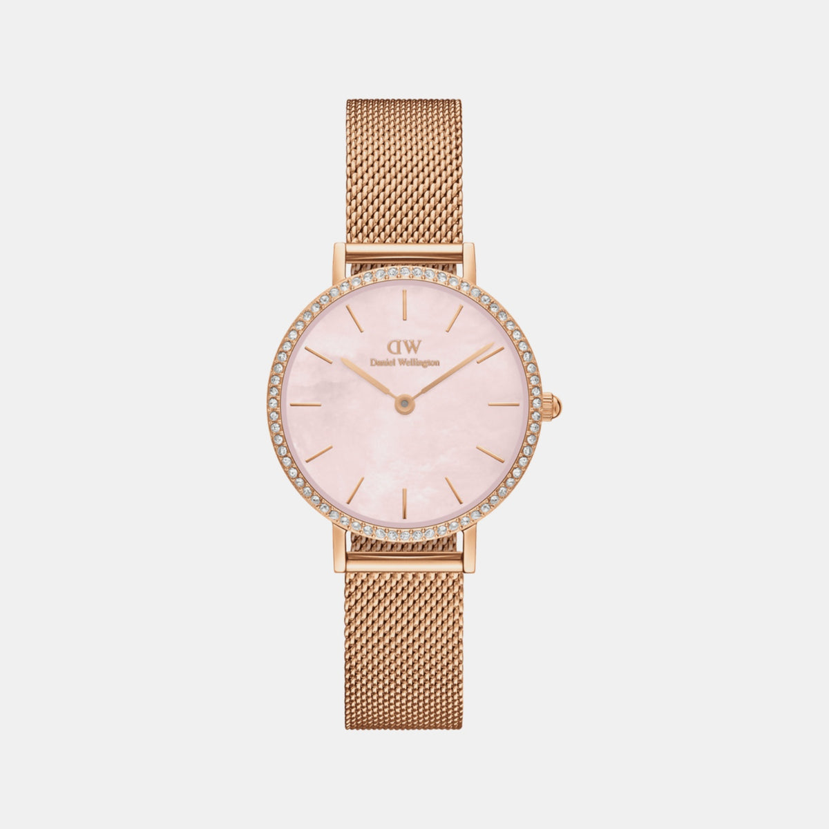 Petite Women Quartz Mother Of Pearl Dial Analog Mesh Watch DW00100663K