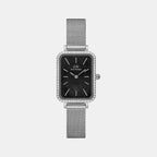 Quadro Women Quartz Black Dial Analog Mesh Watch DW00100667K