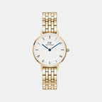 Petite Roman Numerals Women Quartz White Dial Analog Stainless Steel Watch DW00100682K
