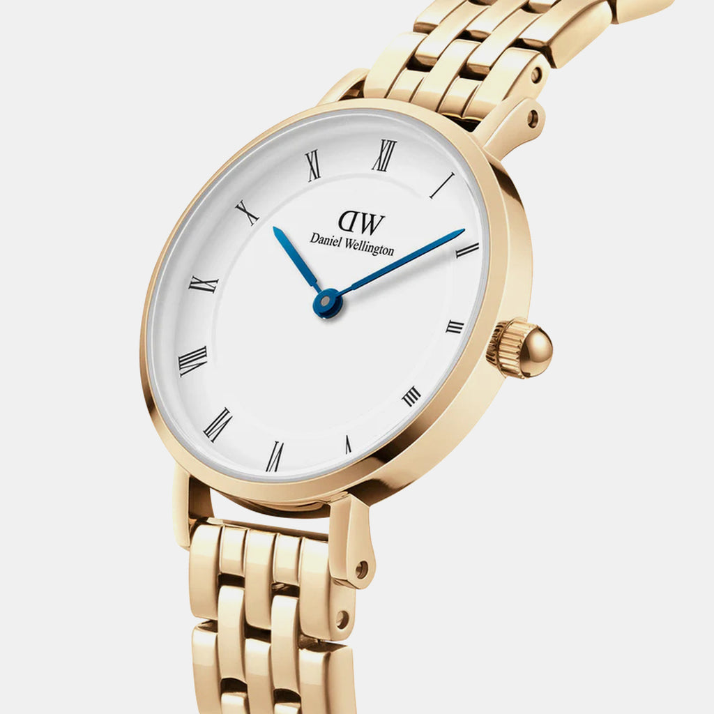 Petite Roman Women Quartz White Dial Analog Stainless Steel Watch DW00100682K