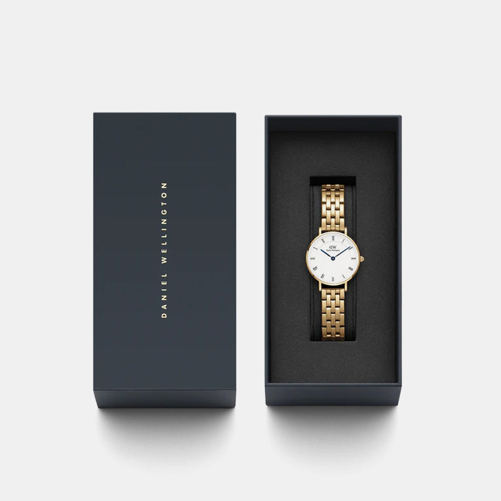 Petite Roman Women Quartz White Dial Analog Stainless Steel Watch DW00100682K