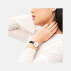 Petite Roman Numerals Women Quartz White Dial Analog Stainless Steel Watch DW00100683K