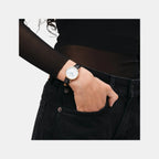 Petite Roman Numerals Women Quartz White Dial Analog Stainless Steel Watch DW00100686K