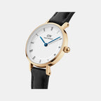 Petite Roman Numerals Women Quartz White Dial Analog Stainless Steel Watch DW00100686K
