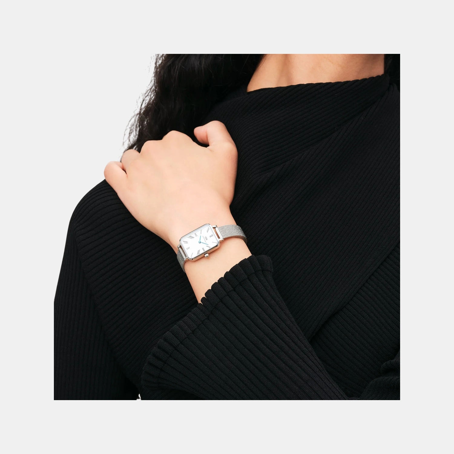 Quadro Roman Numerals Women Quartz White Dial Analog Stainless Steel Watch DW00100690K