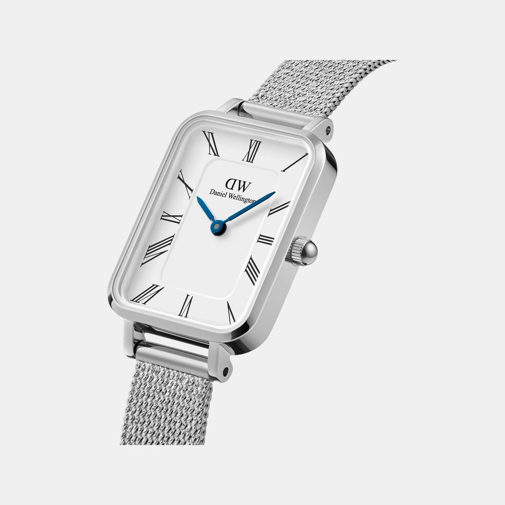 Quadro Roman Numerals Women Quartz White Dial Analog Stainless Steel Watch DW00100690K