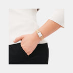 Tank Women Quartz White Dial Analog Stainless Steel Watch DW00100699K