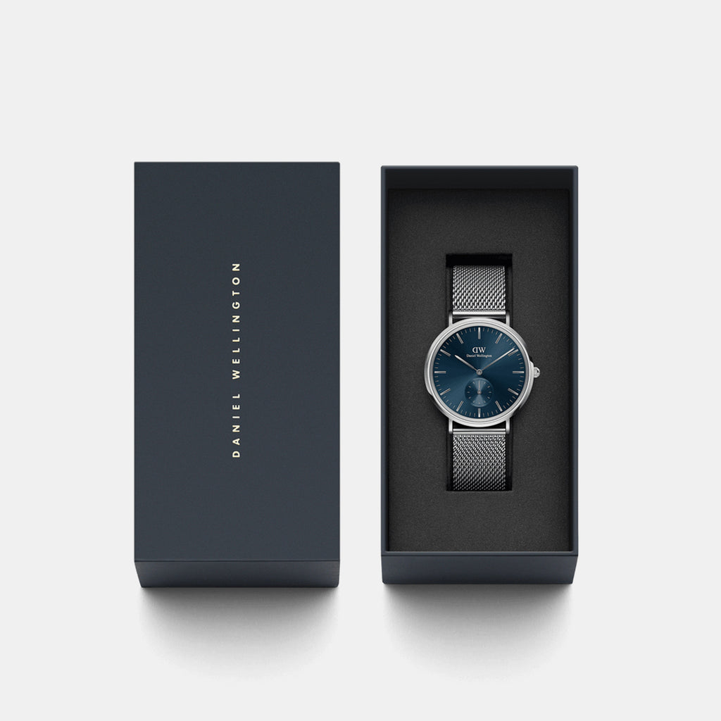 Classic Men Quartz Blue Dial Analog Stainless Steel Watch DW00100710K
