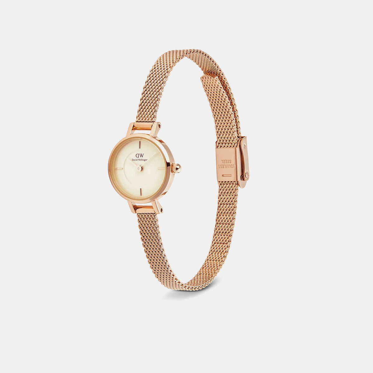 Petite Women Quartz Champagne Dial Analog Mesh Watch DW00100741K