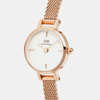 Petite Women Quartz White Dial Analog Mesh Watch DW00100744
