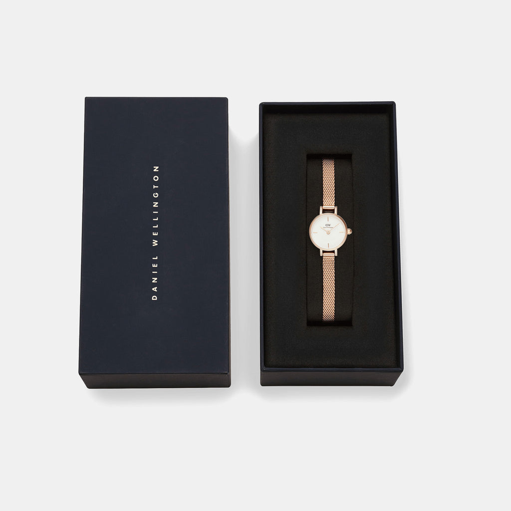 Petite Women Quartz White Dial Analog Mesh Watch DW00100744