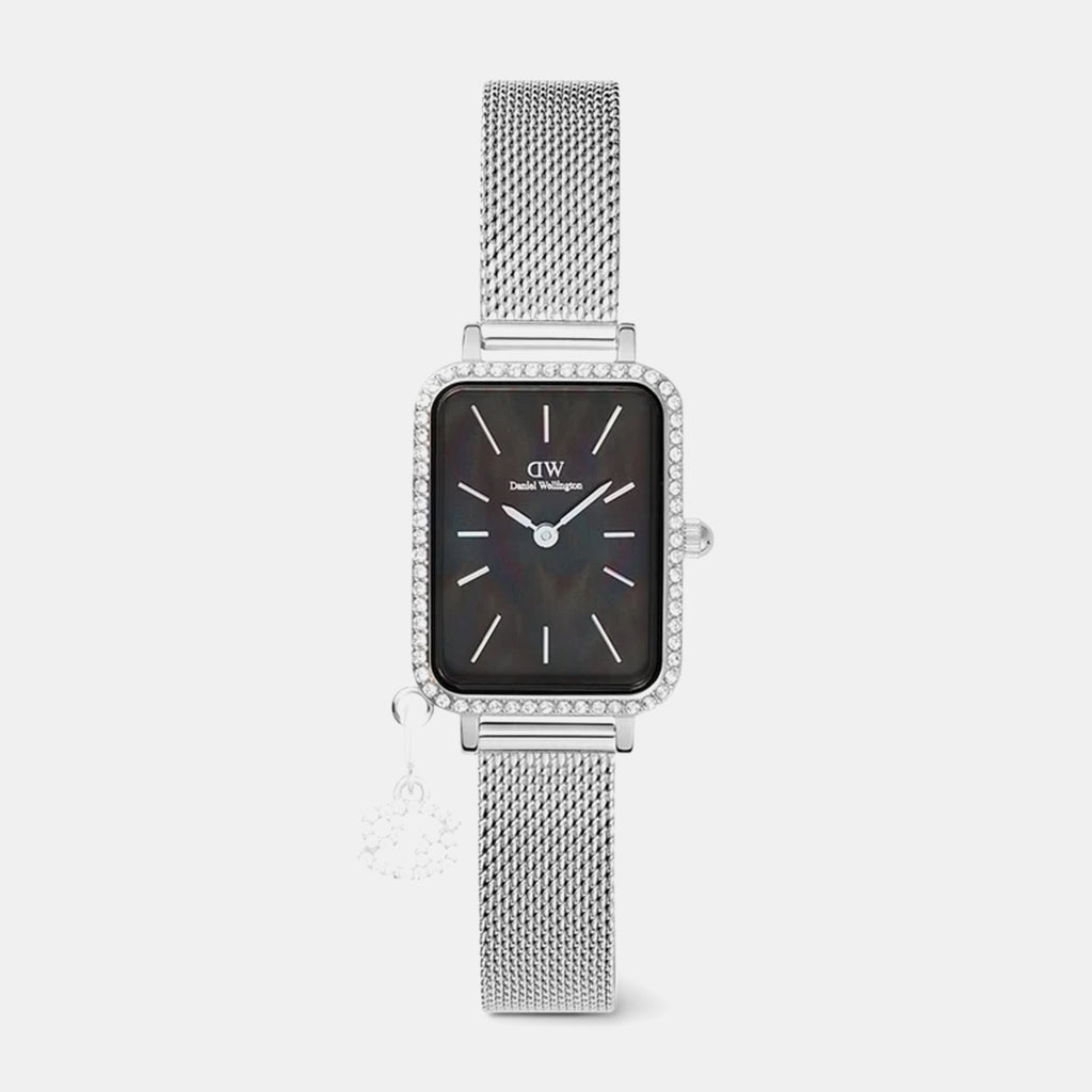 Quadro Women Quartz Black Dial Analog Mesh Watch DW00100747K
