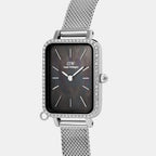 Quadro Women Quartz Black Dial Analog Mesh Watch DW00100747K