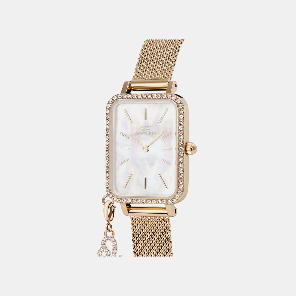 Quadro Women Quartz White Dial Analog Mesh Watch DW00100749K
