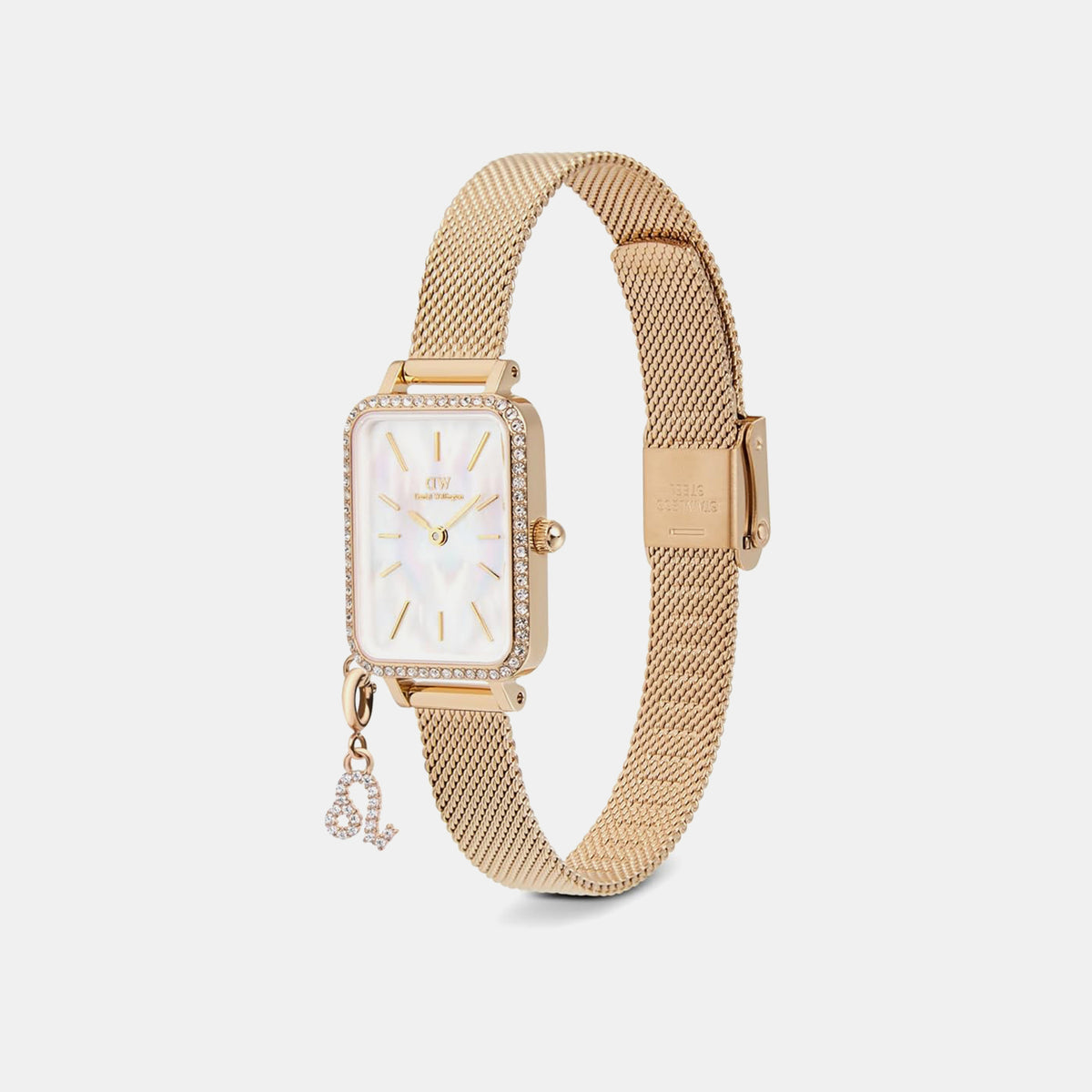 Quadro Women Quartz White Dial Analog Mesh Watch DW00100749K