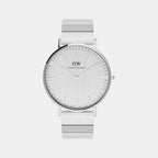 Classic Men Quartz Silver Dial Analog Stainless Steel Watch DW00100775