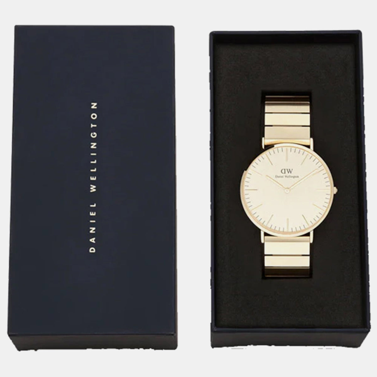 Classic Men Quartz Gold Dial Analog Stainless Steel Watch DW00100779K