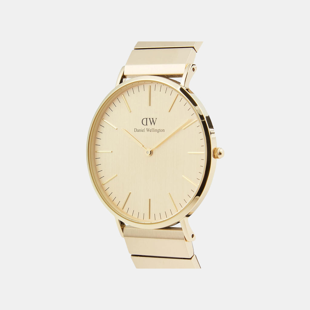 Men Quartz Gold Dial Analog Stainless Steel Watch DW00100779K