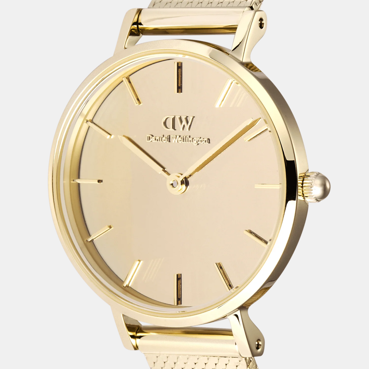 Petite Women Quartz Gold Dial Analog Mesh Watch DW00100797K