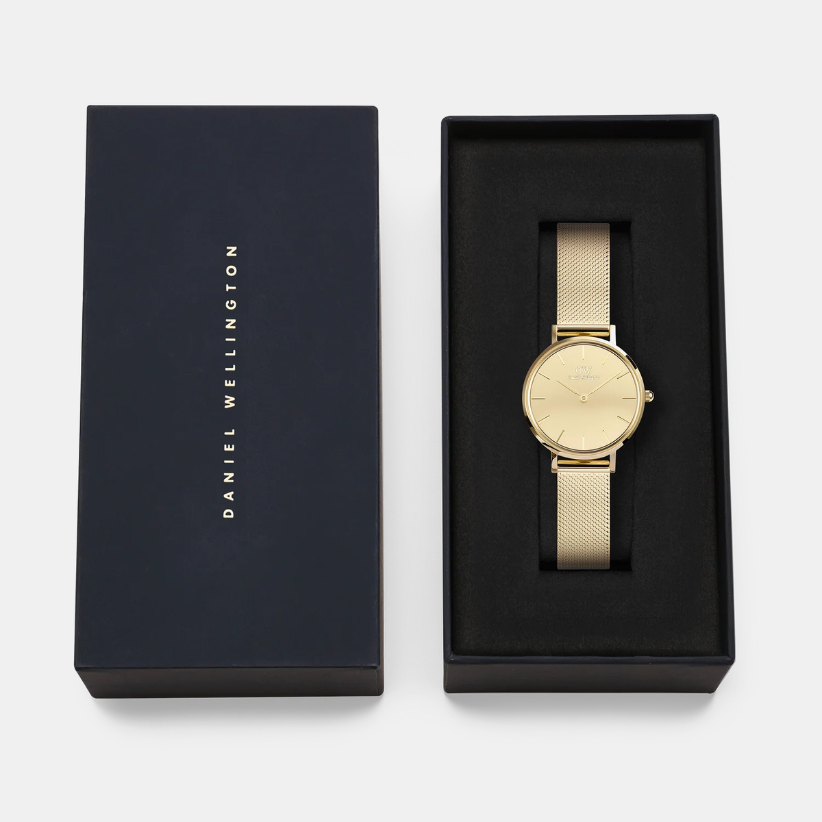 Petite Women Quartz Gold Dial Analog Mesh Watch DW00100797K
