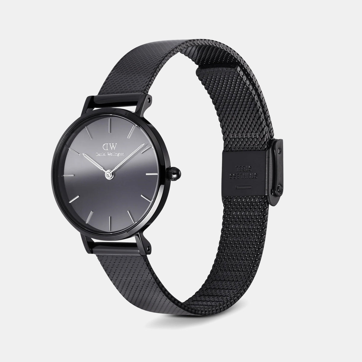 Petite Women Quartz Black Dial Analog Mesh Watch DW00100798K