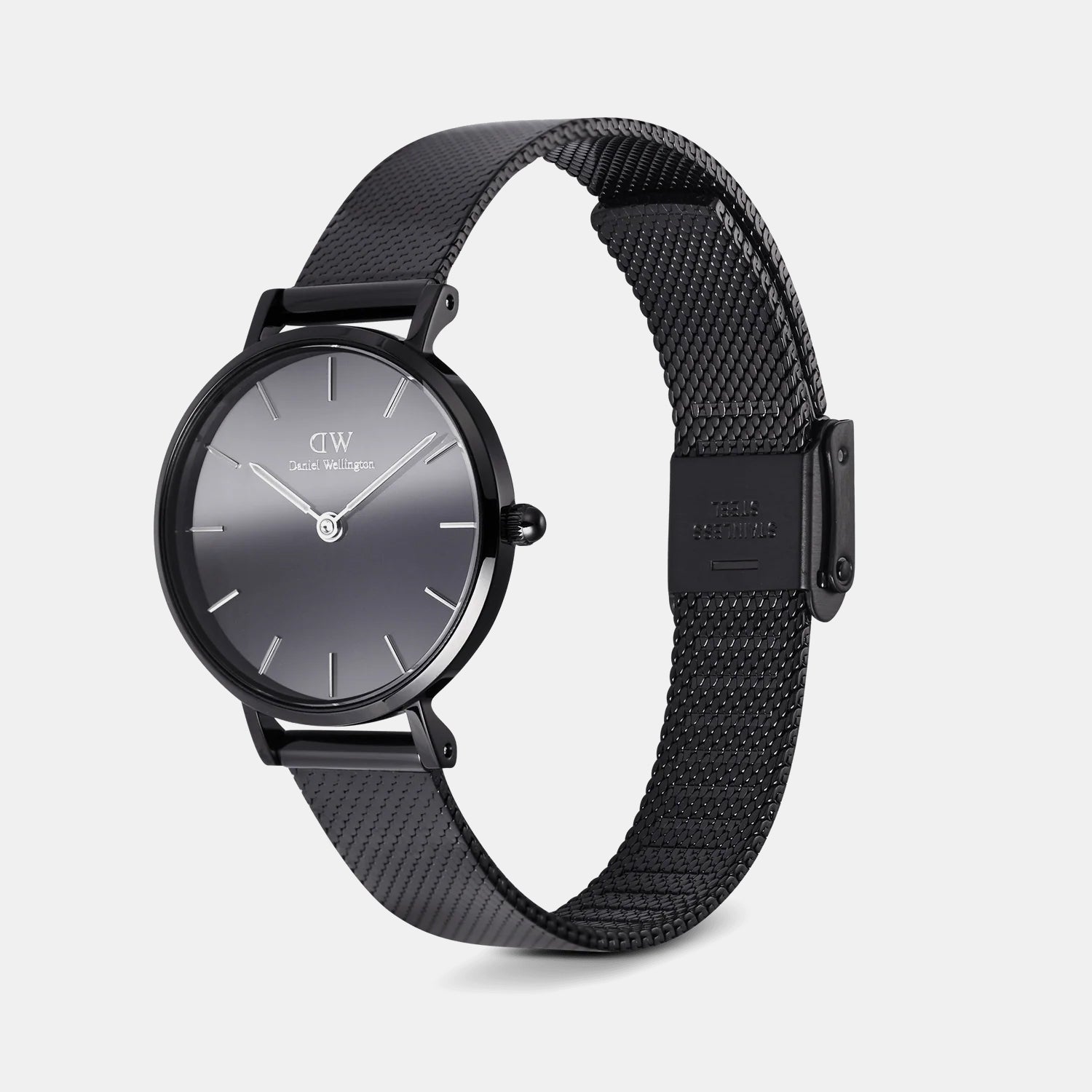 Petite Women Quartz Black Dial Analog Mesh Watch DW00100798K