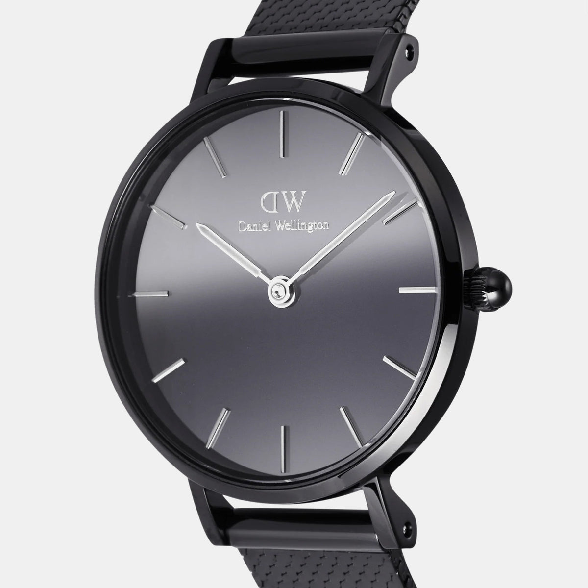 Petite Women Quartz Black Dial Analog Mesh Watch DW00100798K