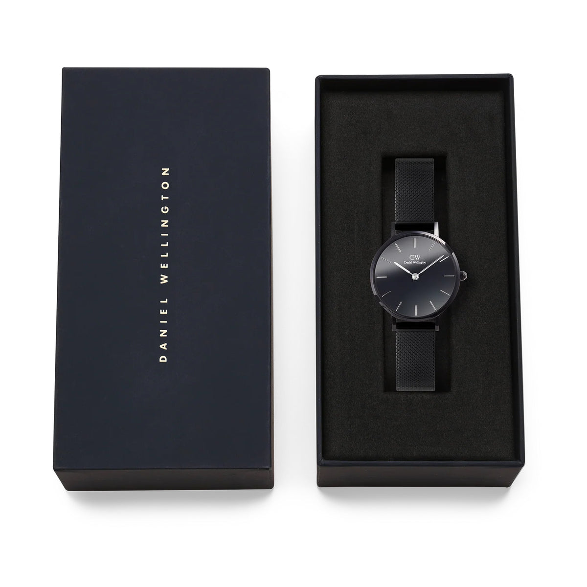 Petite Women Quartz Black Dial Analog Mesh Watch DW00100798K
