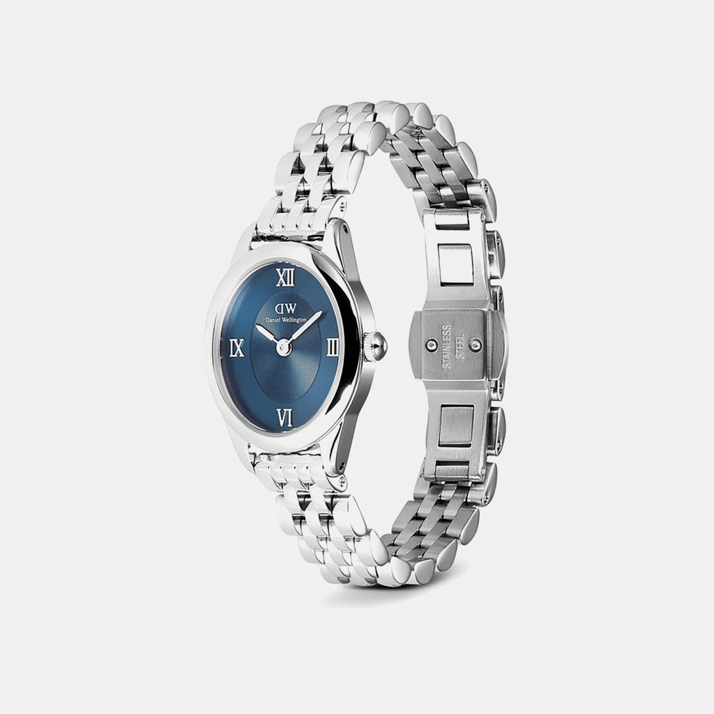 Oval Mini Women Quartz Blue Dial Analog Stainless Steel Watch DW00100807K