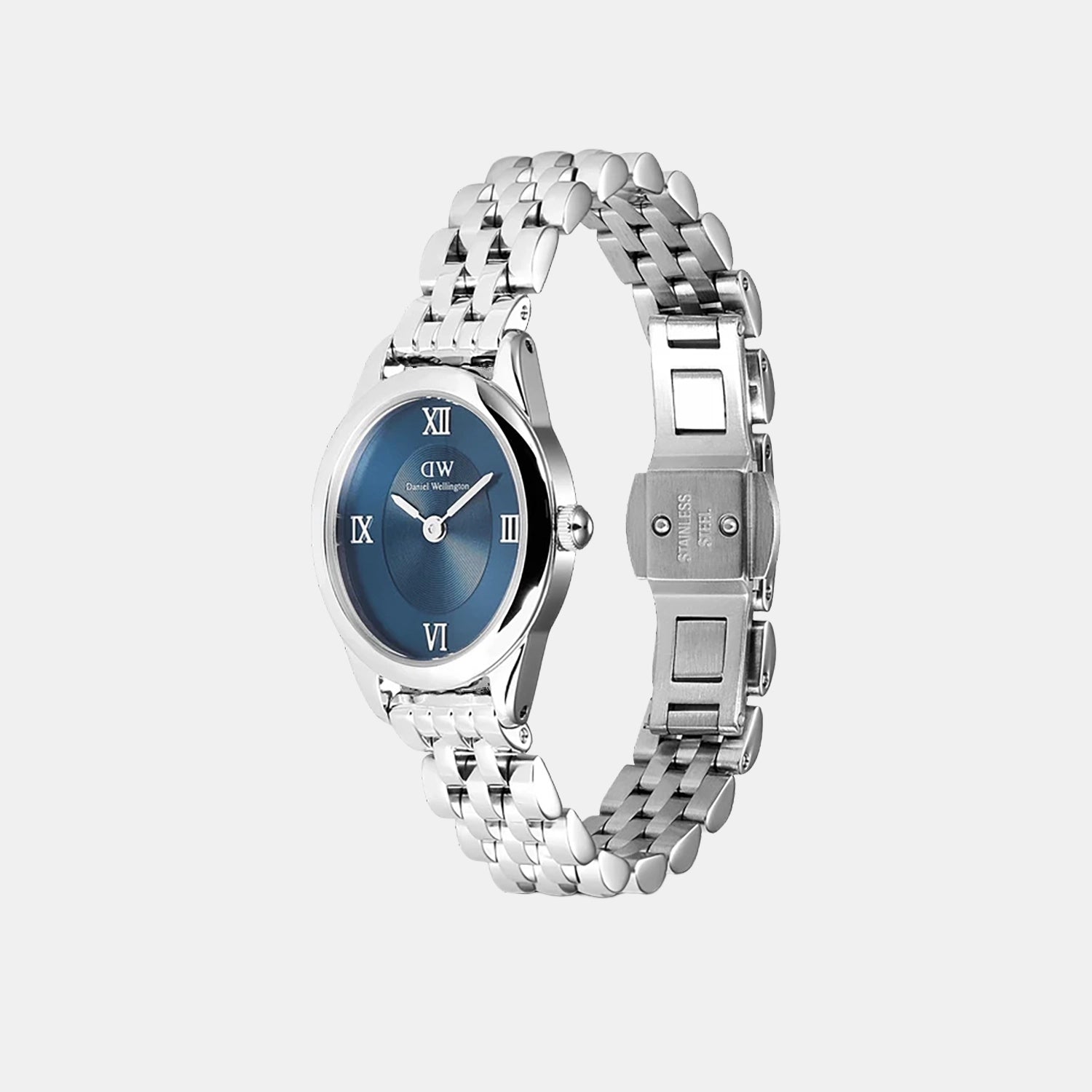 Oval Mini Women Quartz Arctic Blue Dial Analog Stainless Steel Watch DW00100807K