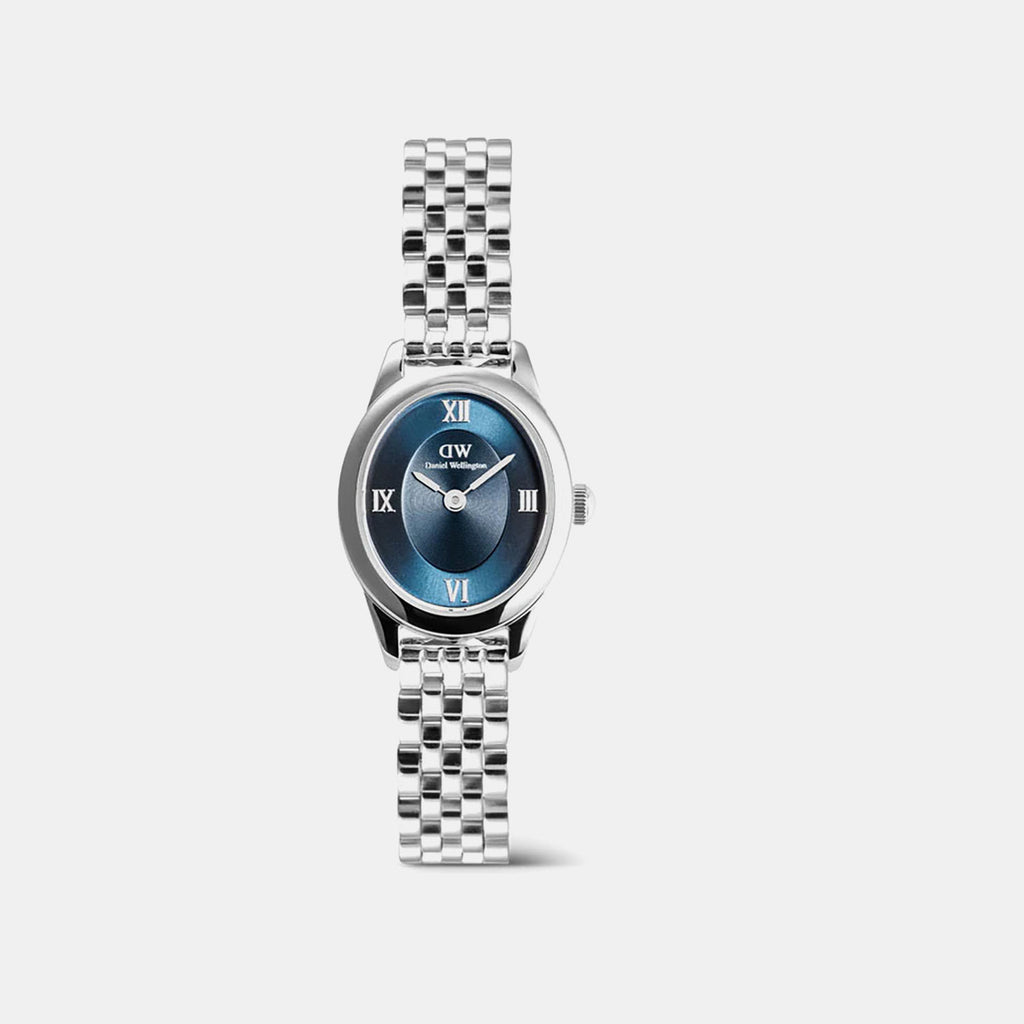 Oval Mini Women Quartz Blue Dial Analog Stainless Steel Watch DW00100807K