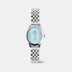 Oval Mini Women Quartz Ice Blue Dial Analog Stainless Steel Watch DW00100809K